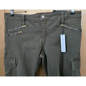 Sanctuary Olive Cargo Pants With Zippers Size 32 x 30 joggers gathered cuffs